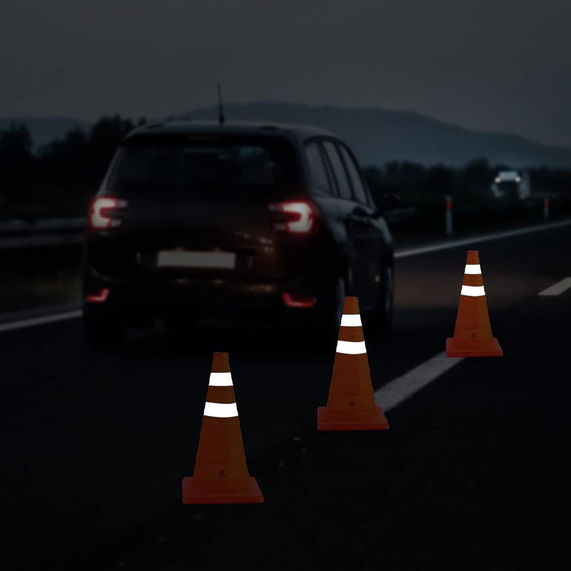 RoadHero 18 Inch 2 Pack Collapsible Traffic Safety Cones, Multi Purpose Pop-up Cones with Reflective Collar for Road Safety, Orange Cones for Driving Training, Parking Lots - Image 3